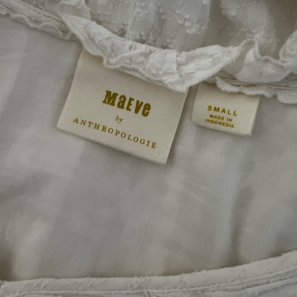 ANTHROPOLOGIE MAEVE Angela Ruffle Peasant Blouse White 100% Sz S - Picture 7 of 8